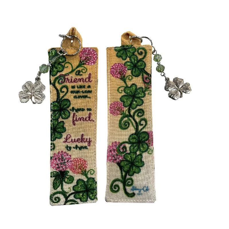 Cathedral Art : Bookmark-  Friends are Like a Four Leaf Clover with Beads