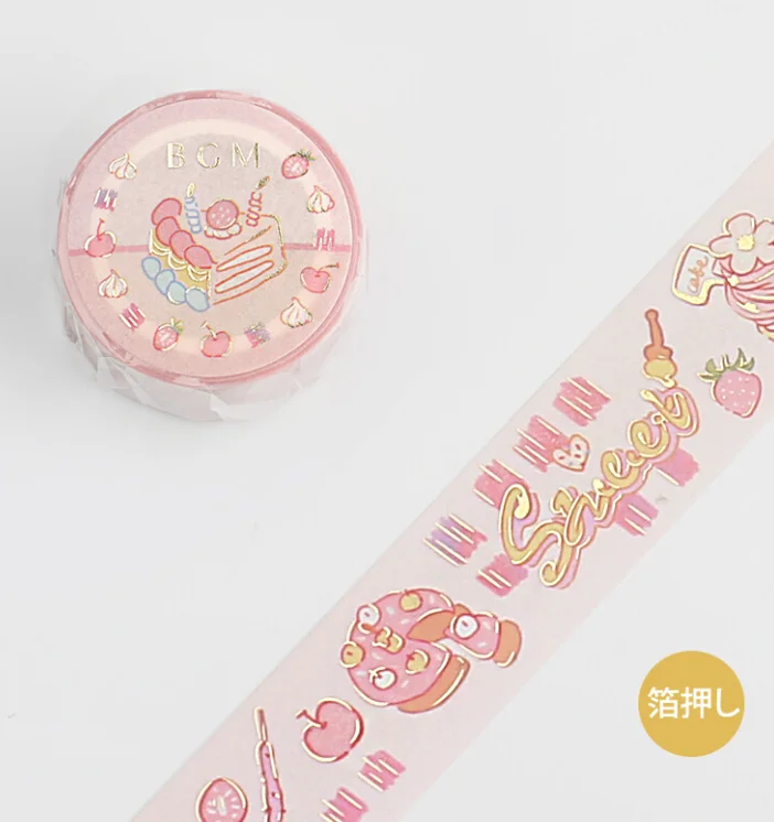 Cute Kawaii BGM Washi / Masking Deco Tape - Sweet Cake Strawberry Cherry - for Scrapbooking Journal Planner Craft