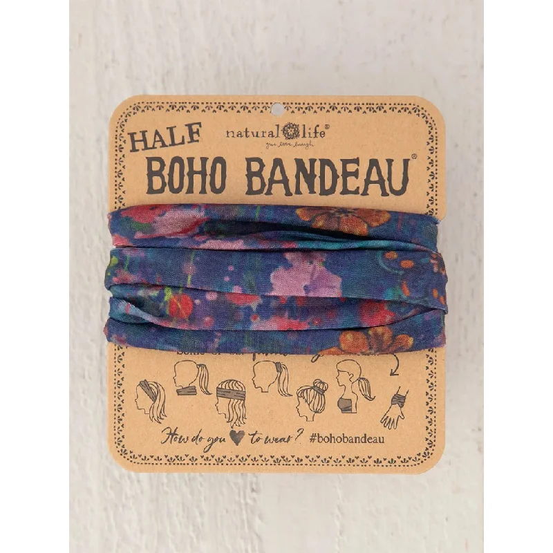 Natural Life : Half Boho Bandeau Headband - Watercolor Indigo Floral