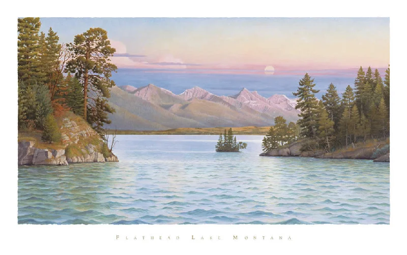 Flathead Lake - View Through The Narrows - Note card