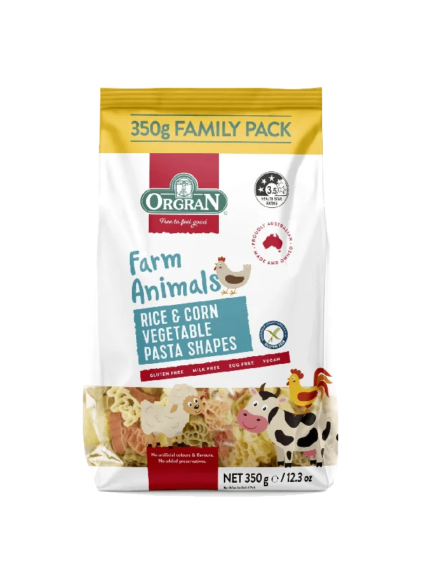 ORGRAN GF RICE & CORN VEG PASTA ANIMAL SHAPE 350G