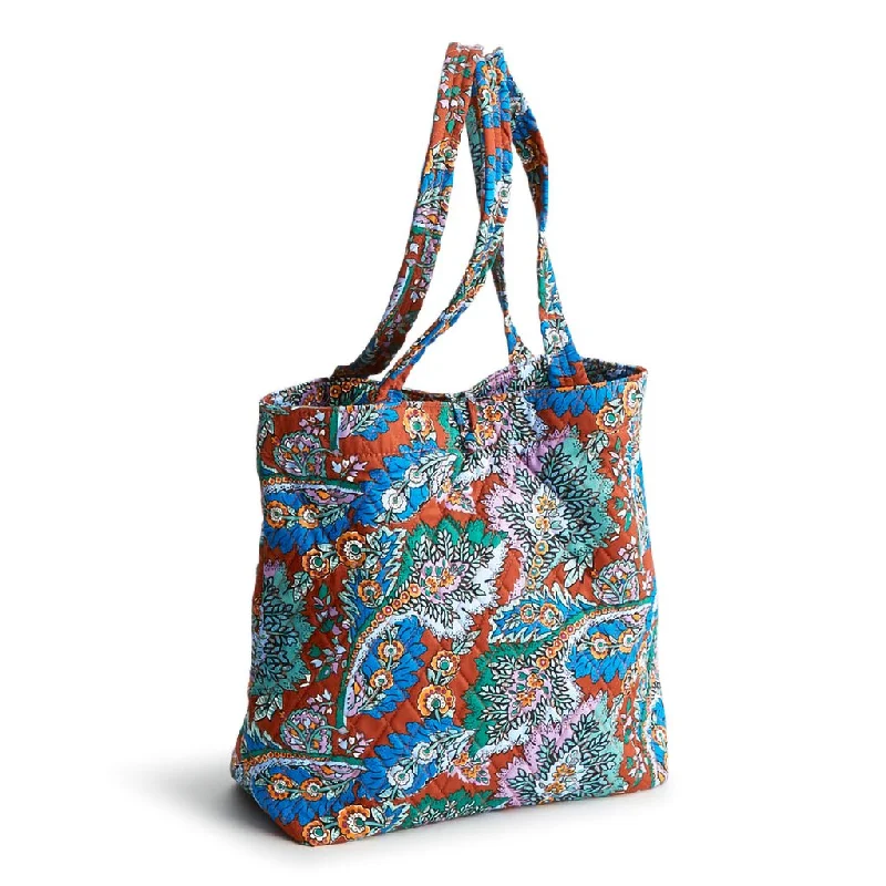 Vera Bradley : Small Original Tote Bag - Flowers + Feathers in Cotton Gabardine