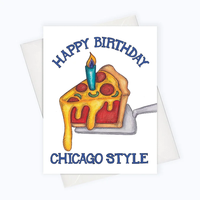 CHICAGO CARD | Chicago Birthday Card | Pizza Birthday Card | Deep Dish Pizza Birthday Card | Birthday Pizza Greeting Card | Chicago Style Pizza Card | Chicago Card | Birthday Stationery | Happy Birthday Greeting Card