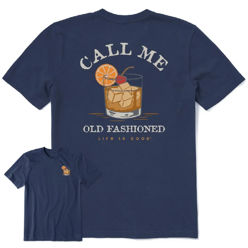 Life Is Good : Men's Call Me Old Fashioned Crusher Tee in Darkest Blue