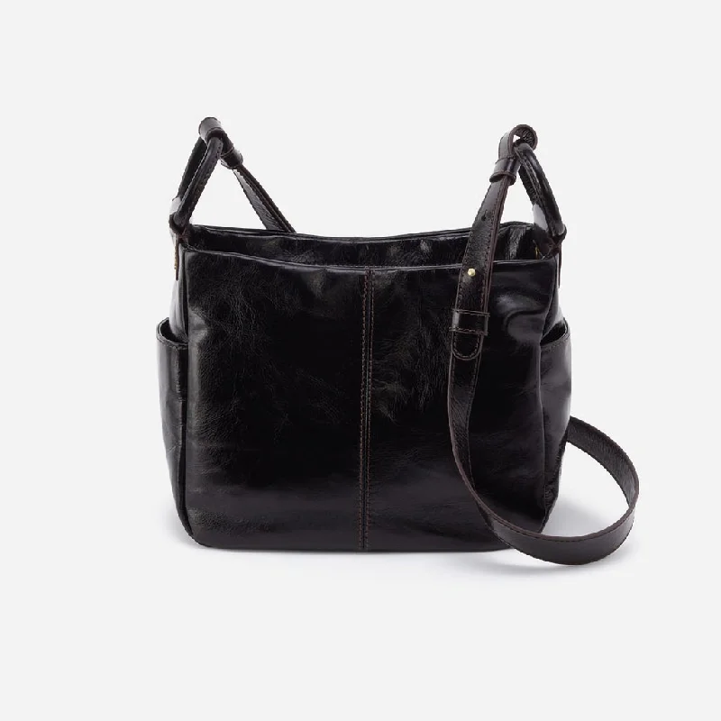 Hobo : Sheila Crossbody in Polished Leather - Black