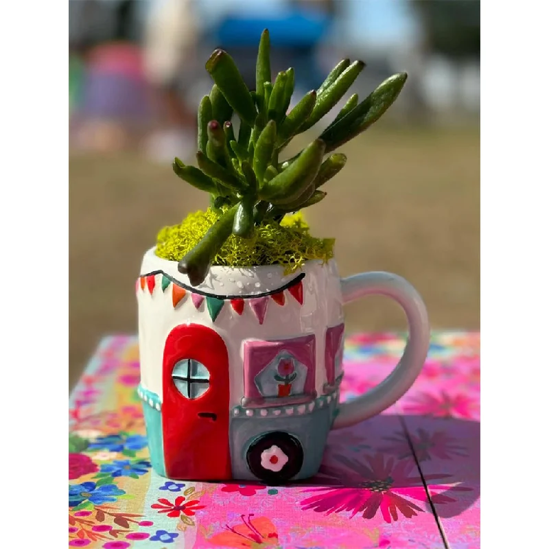 Natural Life : Folk Art Coffee Mug - Hazel The Camper