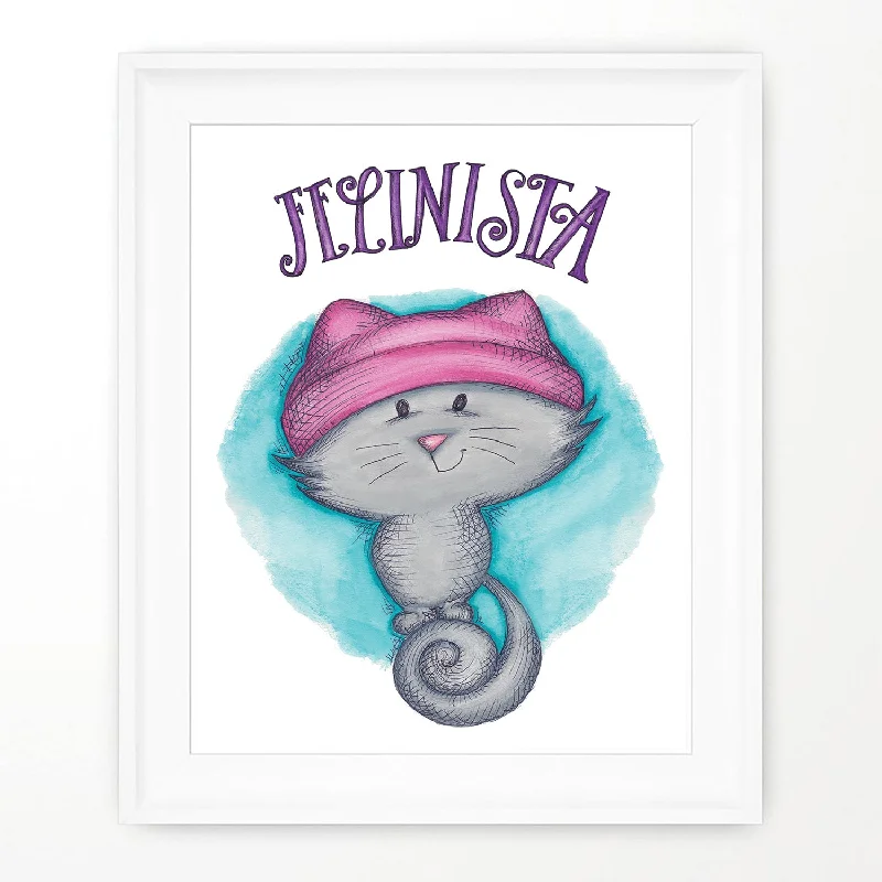 CAT PRINTS | FELINISTA Poster | Cat Lovers Wall Art | Feminist Social Activists Print