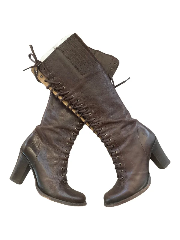 Julia, Brown Lace Up, Zipper - Pre-Loved