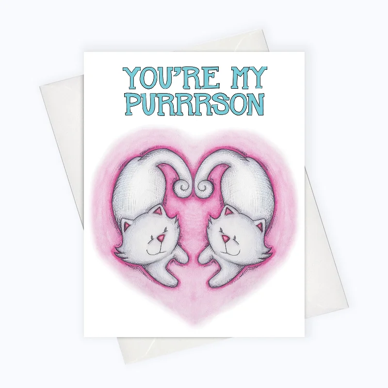 CAT CARD | You’re My Purrson | Cat Lover Greeting Card | Valentine’s Day Stationery | Cute Cat Card | Cat Couple Card | Funny Cat Card | Cat Puns