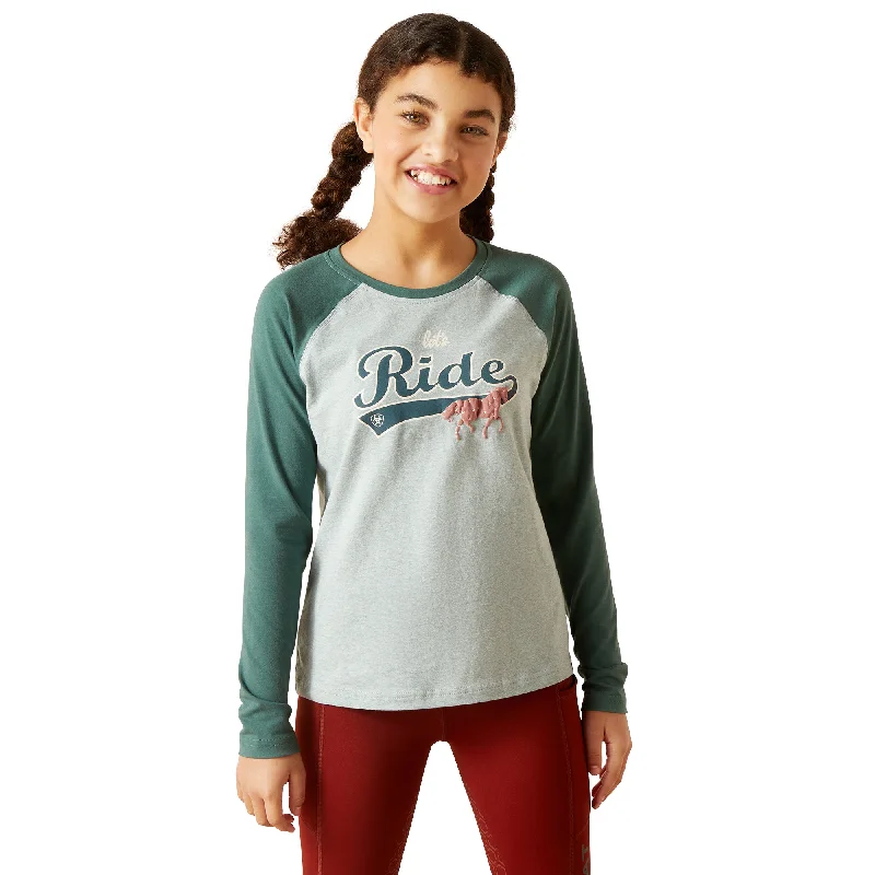 Ariat Youth Lets Ride Long Sleeve Tee - Arctic/Silver Pine