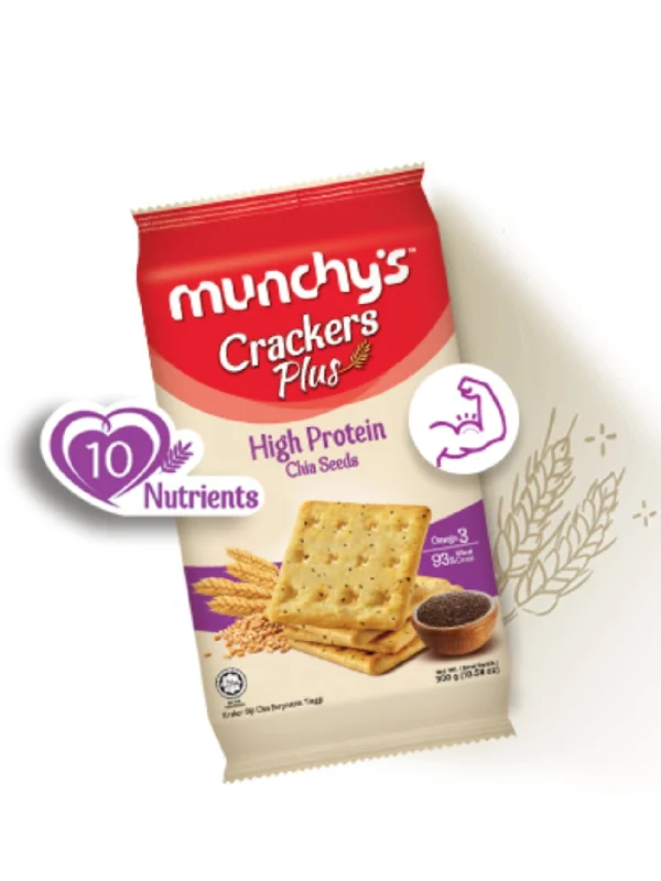 MUNCHY'S CRACKERS PLUS PROTEIN CHIA SEEDS 300G