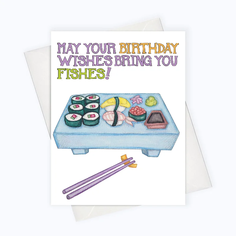 BIRTHDAY GREETING CARD | Sushi Birthday Card | Birthday Treats | Birthday Stationery | Fish Lovers Birthday Card | Birthday Dinner Card