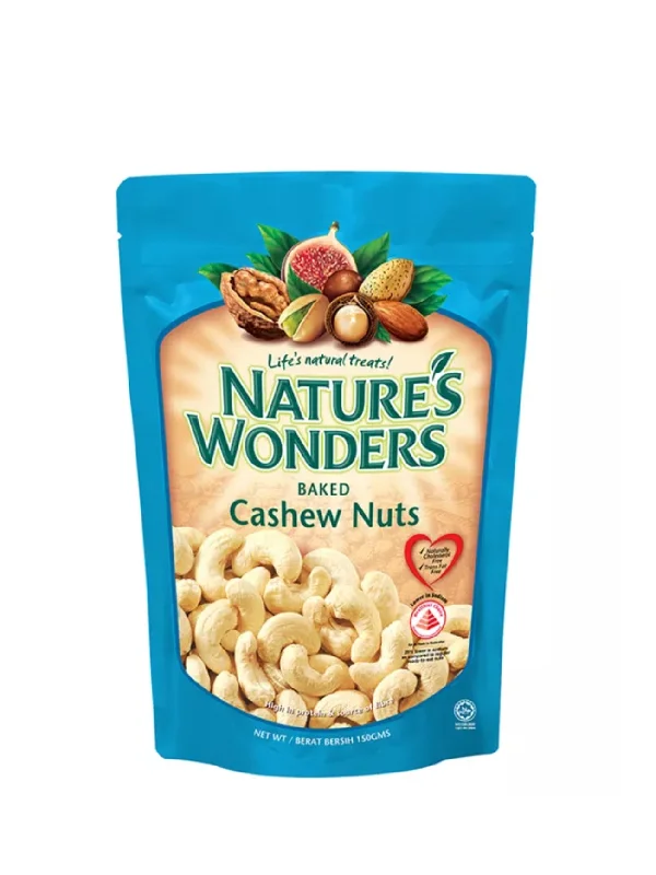 NATURE'S WONDERS BAKED CASHEW NUTS 150GM