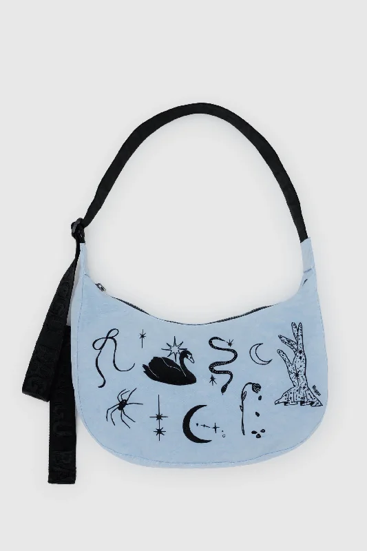 BAGGU Medium Nylon Crescent Bag Embroidered Ballet Icons