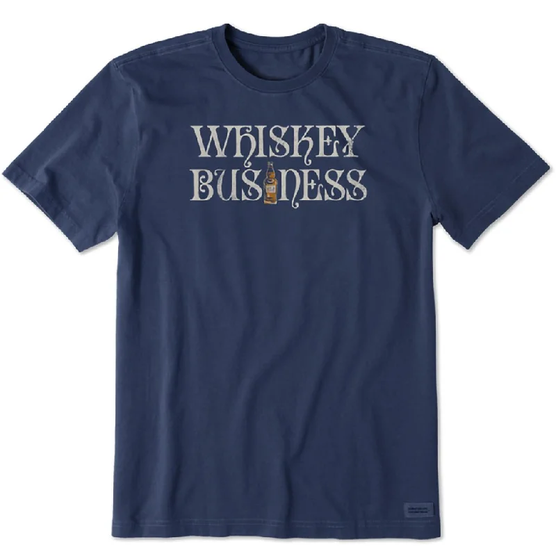 Life Is Good : Men's Whiskey Business Bottle Crusher Tee in Darkest Blue