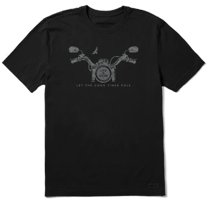 Life Is Good : Men's Motorcycle Camo Handlebars Crusher-LITE Tee in Faded Black