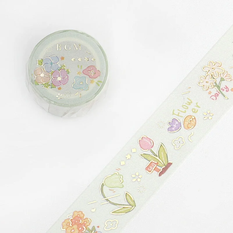 Cute Kawaii BGM Washi / Masking Deco Tape - Flower Tulip Garden Bloom Spring - for Scrapbooking Journal Planner Craft