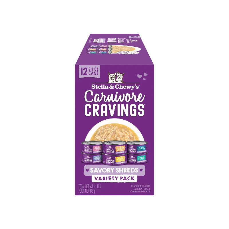 Stella & Chewy's Cravings Morsels Shreds Variety Pack Cat Food 2.8 oz Case of 24