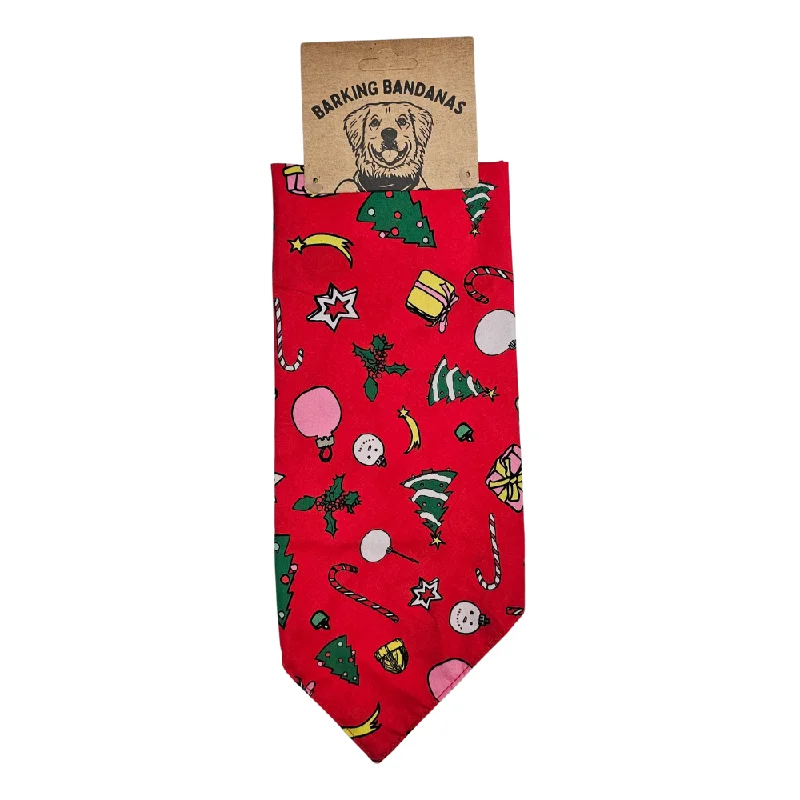 Barking Bandana - Christmas Trees - Red