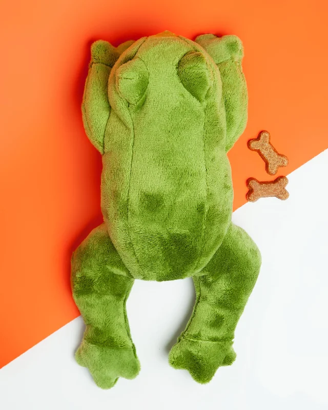 Olive Frog Squeaky Plush Dog Toy