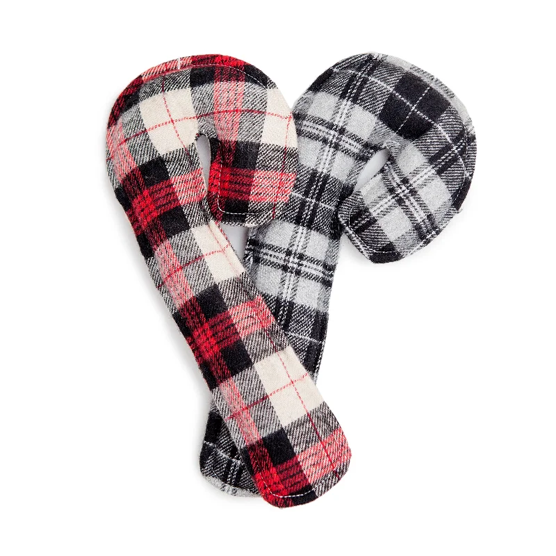 HOLIDAY HOUNDS | Canine Cane Toy in Red or Grey Flannel Plaid