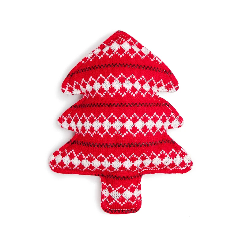 HOLIDAY HOUNDS | Sweater Knit Tree Toy in Red Argyle