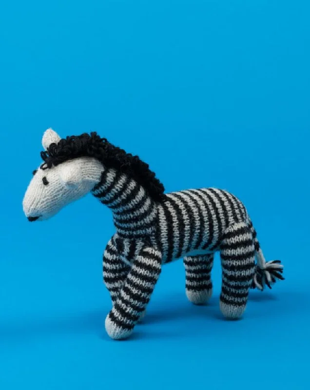 Hand Knit Zebra Dog Toy